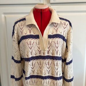 Universal Thread Cream and Blue Knit Sweater